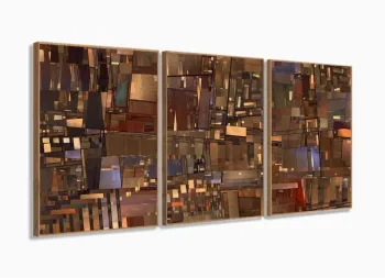 Quadro Decorativo Abstrato Geometrico sala quarto 3 pçs com moldura filete