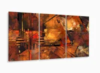 Quadro Decorativo Abstrato Geometrico Sala Quarto 3 peças 120x60 com moldura filete - Foto 5