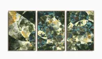 Quadro Decorativo Abstrato Geometrico Tons verde com moldura filete - Foto 6
