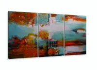 Quadro Decorativo Abstrato Marron 3pç 120x60 com moldura filete - Foto 5