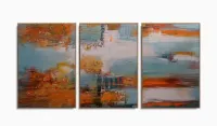 Quadro Decorativo Abstrato Marron 3pç 120x60 com moldura filete - Foto 6