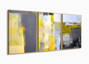Quadro Decorativo Abstrato Moderno 3 pç 120x60  M01 com moldura filete