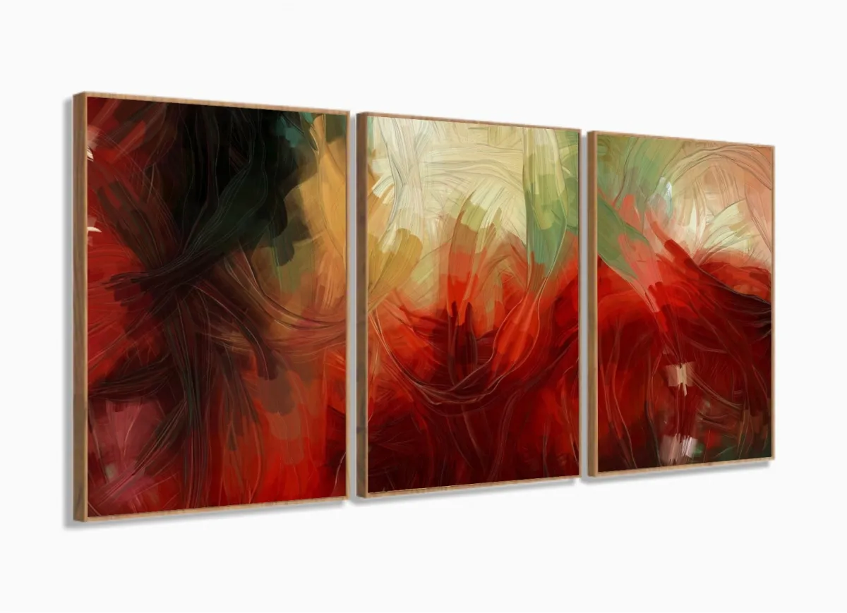 Quadro Decorativo Abstrato para Hall 3 Peças para Hall com moldura filete Imagem