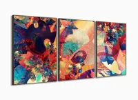 Quadro Decorativo Abstrato Pisicodelico 3 peças 120x60 com moldura filete - Foto 2