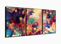 Quadro Decorativo Abstrato Pisicodelico 3 peças 120x60 com moldura filete - Foto 3