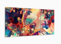 Quadro Decorativo Abstrato Pisicodelico 3 peças 120x60 com moldura filete - Foto 5