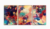 Quadro Decorativo Abstrato Pisicodelico 3 peças 120x60 com moldura filete - Foto 6