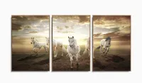 Quadro Decorativo Cavalos 3 Partes 120x60  Em Tecido sala com moldura filete - Foto 6
