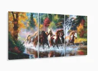 Quadro Decorativo Cavalos Na Natureza Art com moldura filete - Foto 5