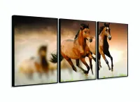Quadro decorativo Dois Cavalos Marrons com moldura filete - Foto 3