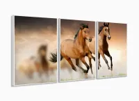 Quadro decorativo Dois Cavalos Marrons com moldura filete - Foto 4