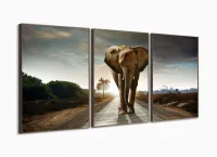 Quadro Decorativo Elefante No Caminho 120x60  Sala Quarto com moldura filete - Foto 2