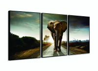 Quadro Decorativo Elefante No Caminho 120x60  Sala Quarto com moldura filete - Foto 3