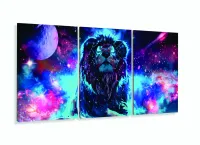 Quadro Decorativo Leão do Universo Em Tecido120x60 3 peças com moldura filete - Foto 5