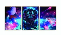 Quadro Decorativo Leão do Universo Em Tecido120x60 3 peças com moldura filete - Foto 6