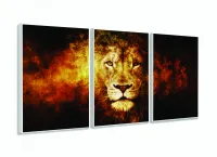 Quadro Decorativo Leão em Chamas 120x60 m1 em tecido com moldura filete - Foto 4
