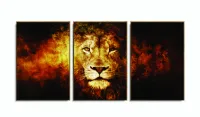 Quadro Decorativo Leão em Chamas 120x60 m1 em tecido com moldura filete - Foto 6