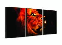 Quadro Decorativo Leão Perfil Aquarela Hd 120x60 3 peças sala quarto com moldura filete - Foto 2
