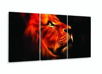 Quadro Decorativo Leão Perfil Aquarela Hd 120x60 3 peças sala quarto com moldura filete - Foto 5
