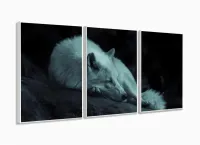 Quadro Decorativo Lobo Deitado 120x60 3 peças com moldura filete - Foto 4