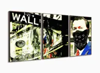 Quadro Decorativo Lobo Wall Street 3 Peças 120x60 Mosaico com moldura filete - Foto 2