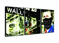 Quadro Decorativo Lobo Wall Street 3 Peças 120x60 Mosaico com moldura filete - Foto 3