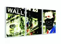 Quadro Decorativo Lobo Wall Street 3 Peças 120x60 Mosaico com moldura filete - Foto 4