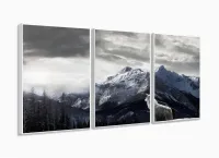 Quadro Decorativo O Lobo E A Montanha 3 Peças 120x60 com moldura filete - Foto 4