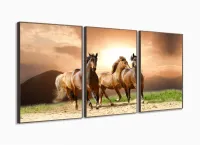 Quadro Decorativo Quatro Cavalos Hd 120x60 Quarto Sala com moldura filete - Foto 2