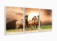 Quadro Decorativo Quatro Cavalos Hd 120x60 Quarto Sala com moldura filete - Foto 4