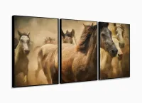 Quadro Decorativo Sala Quarto Cavalos 3 pç 120x60 com moldura filete - Foto 3