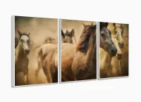 Quadro Decorativo Sala Quarto Cavalos 3 pç 120x60 com moldura filete - Foto 4
