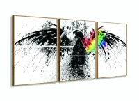 Quadro Pink Floyd Rock Dark Side Águia 3 Telas 120x60 com moldura filete
