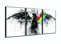 Quadro Pink Floyd Rock Dark Side Águia 3 Telas 120x60 com moldura filete - Foto 3