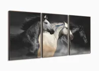 Quadros Decorativos Cavalos Fazenda  120x60 3 peças com moldura filete - Foto 2