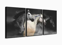 Quadros Decorativos Cavalos Fazenda  120x60 3 peças com moldura filete - Foto 3