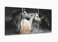 Quadros Decorativos Cavalos Fazenda  120x60 3 peças com moldura filete - Foto 5