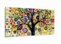 Quadro Árvore Colorida Decorativo Em Tecido 3 Peças sala quarto com moldura filete - Foto 5