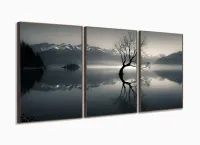 Quadro Decorativo  Arvore Seca Rio Sala Quarto 3 peças com moldura filete - Foto 2