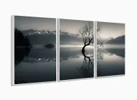 Quadro Decorativo  Arvore Seca Rio Sala Quarto 3 peças com moldura filete - Foto 4