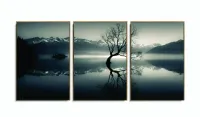 Quadro Decorativo  Arvore Seca Rio Sala Quarto 3 peças com moldura filete - Foto 6