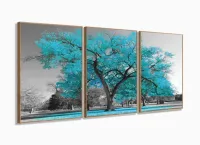 Quadro Decorativo 120x60  Sala Quarto Árvore Turquesa 1 com moldura filete