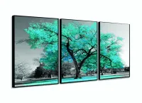Quadro Decorativo 120x60  Sala Quarto Árvore Turquesa 1 com moldura filete - Foto 3