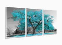 Quadro Decorativo 120x60  Sala Quarto Árvore Turquesa 1 com moldura filete - Foto 4