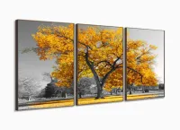 Quadro Decorativo 120x60 Sala Quarto Árvore Amarela 1 com moldura filete - Foto 2