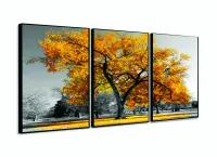 Quadro Decorativo 120x60 Sala Quarto Árvore Amarela 1 com moldura filete - Foto 3