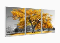 Quadro Decorativo 120x60 Sala Quarto Árvore Amarela 1 com moldura filete - Foto 4