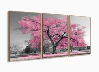 Quadro Decorativo 120x60 Sala Quarto Árvore Rosa Claro 1 com moldura filete
