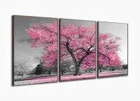 Quadro Decorativo 120x60 Sala Quarto Árvore Rosa Claro 1 com moldura filete - Foto 2
