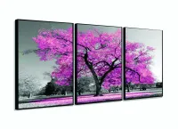 Quadro Decorativo 120x60 Sala Quarto Árvore Rosa Claro 1 com moldura filete - Foto 3